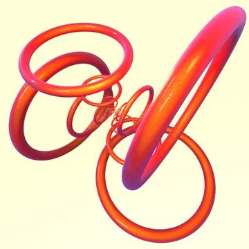 3D Render, modern abstract background, metallic red circle rings Stock Illustration