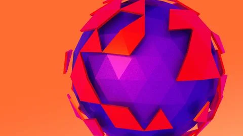 3D Render, modern abstract background, purple sphere object with red triangles Stock Illustration