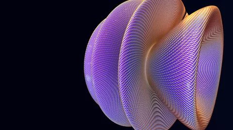 3D Render, modern abstract background, purple metallic sphere object wavy shape Stock Illustration