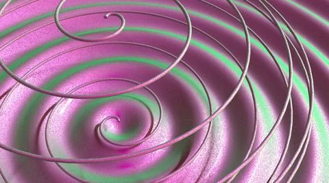 3D Render, modern abstract background, pink wavy pattern plane and spiral line Stock Illustration