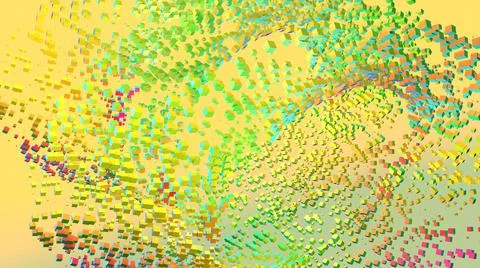 3D Render, Modern Abstract Background, colorful cube particles chaos pattern Stock Illustration