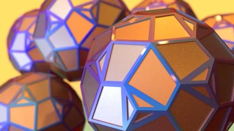 3D Render, Modern Abstract Background, metallic gold textured spheres Stock Illustration