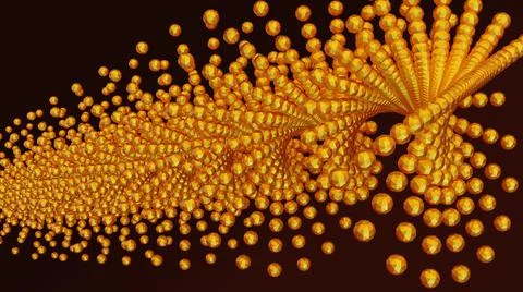 3D Render, Modern Abstract Background, golden spheres particles spiral pattern Illustrazione stock