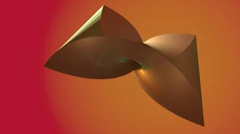 3D Render, Modern Abstract Background, metallic yellow bow tie shape object Stock Illustration