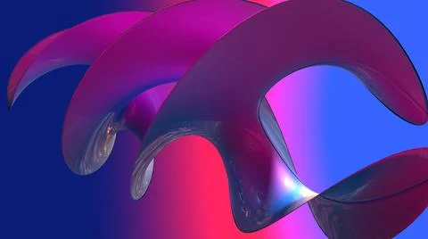 3D Render, Modern Abstract Background, purple metallic spiral shape object Stock Illustration