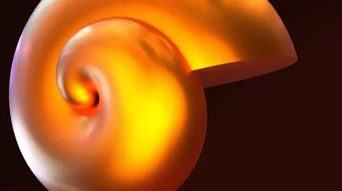 3D Render, Modern Abstract Background, golden shell shape object Stock Illustration