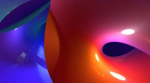 3D Render, Modern Abstract Background, metallic red and blue round object Stock Illustration