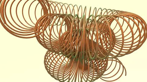 3D Render, Modern Abstract Background, round orange lines spiral shapes Stock Illustration