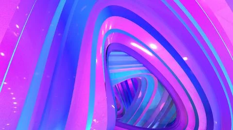 3D Render, Modern Abstract Background, metallic purple liquid lines object Stock Illustration