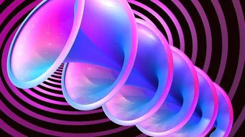 3D Render, Modern Abstract Background, purple metallic spiral shape object Stock Illustration