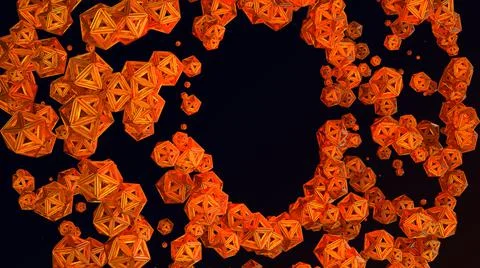 3D Render, modern abstract background,orange sphere particles round pattern Stock Illustration