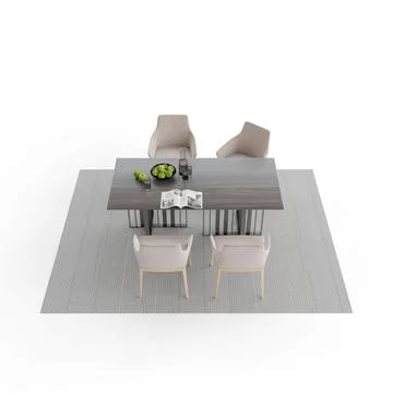 3D render of a modern and stylish living space with a contemporary dining table Stock Photos