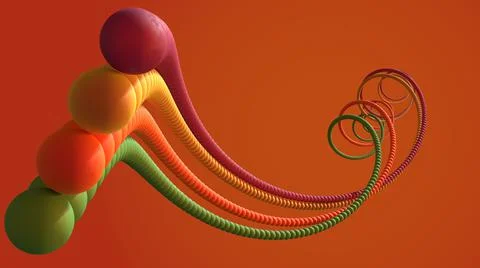 3D Render, modern background, abstract colorful balls, curve pattern ball Stock Illustration