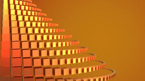 3D Render, modern background, abstract, golden cubes round pattern Stock Illustration