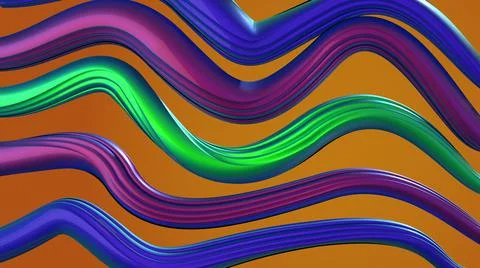 3D Render, modern background, abstract colorful metallic wave  patterned line Stock Illustration