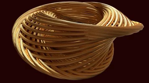 3D Render, modern background, abstract luxurious golden line round shape Stock Illustration