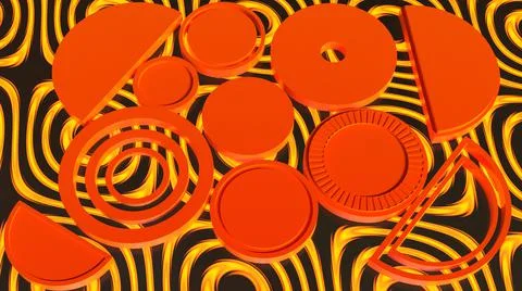3D Render, modern background, abstract orange round geometric shape Stock Illustration