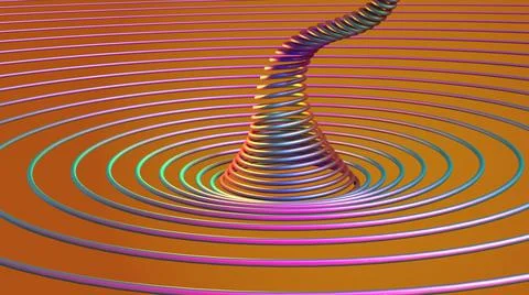 3D Render, modern background, abstract colorful metallic line circle and spiral  Stock Illustration