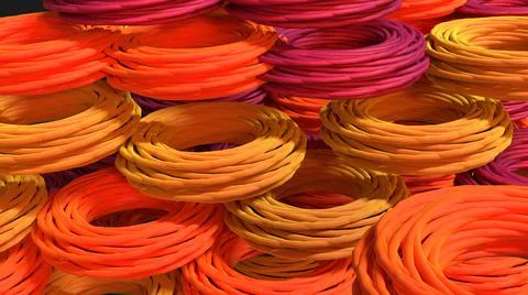 3D Render, modern background, abstract colorful line circle pattern Illustrazione stock