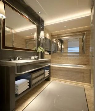 3d render of modern bathroom Illustrazione stock