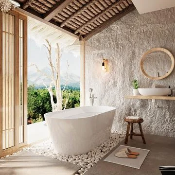 3d render of modern bathroom Illustrazione stock