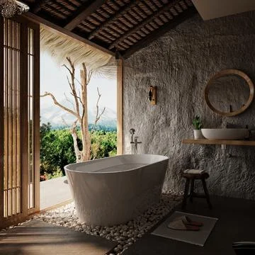 3d render of modern bathroom Illustrazione stock