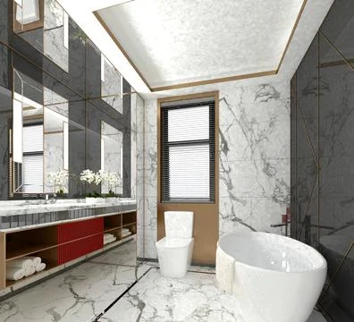 3d render of modern bathroom Stock Photos