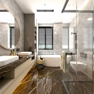 3d render of modern bathroom Stock Photos