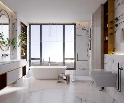 3d render of modern bathroom Stock Photos