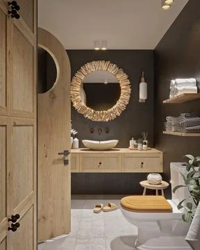 3d render of modern bathroom Stock Photos