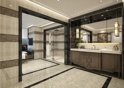 3d render of modern bathroom Stock Photos