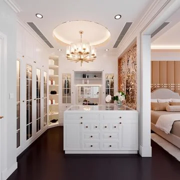 3d Render of Modern Bedroom and Cloakroom interior Stock Illustration