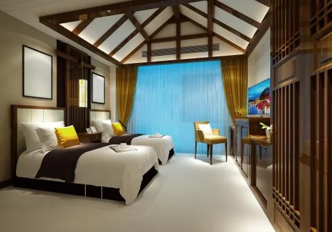 3d Render of Modern Bedroom Stock Illustration