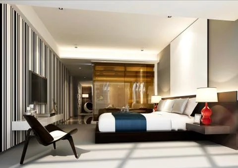 3d Render of Modern Bedroom Stock Illustration