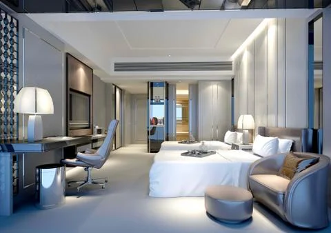 3d Render of Modern Bedroom Illustrazione stock