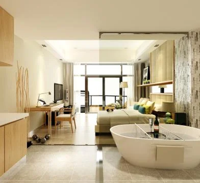 3d Render of Modern Bedroom Illustrazione stock