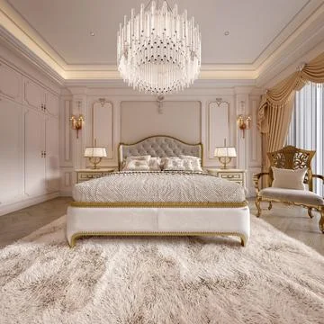 3d Render of Modern Bedroom Illustrazione stock