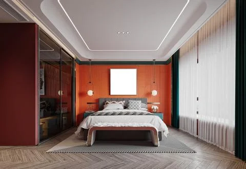 3d Render of Modern Bedroom Illustrazione stock