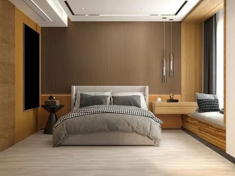 3d Render of Modern Bedroom Illustrazione stock