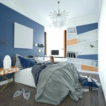 3d Render of Modern Bedroom Illustrazione stock