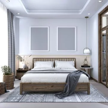 3d Render of Modern Bedroom Stock Illustration