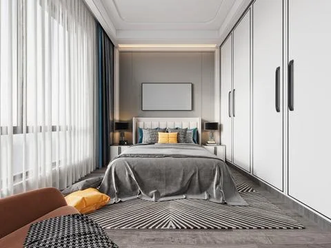 3d Render of Modern Bedroom Stock Illustration