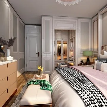 3d Render of Modern Bedroom Stock Illustration