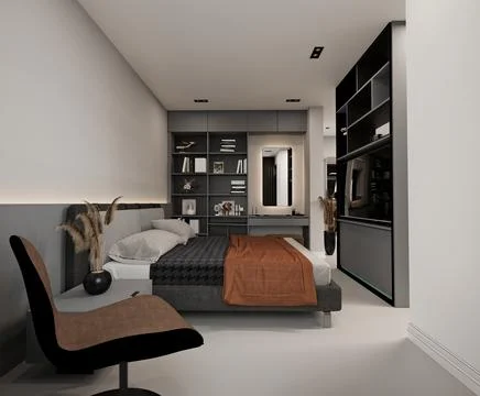 3d Render of Modern Bedroom Stock Illustration