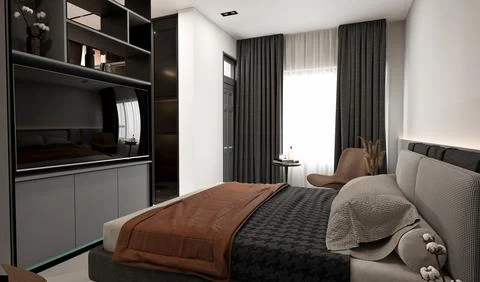 3d Render of Modern Bedroom Stock Illustration