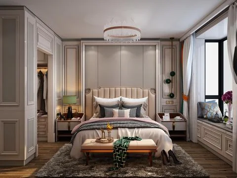 3d Render of Modern Bedroom Stock Illustration