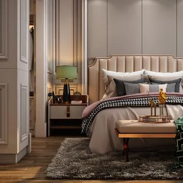 3d Render of Modern Bedroom Stock Illustration