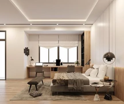 3d Render of Modern Bedroom Stock Illustration