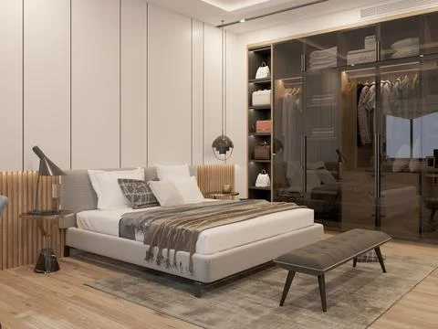 3d Render of Modern Bedroom Stock Illustration