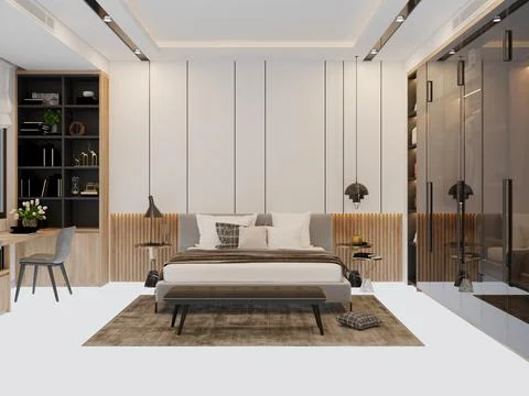 3d Render of Modern Bedroom Stock Illustration